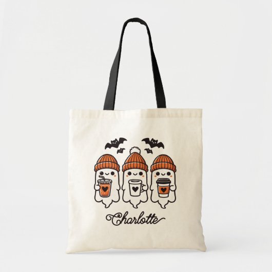 Gepersonaliseerde Schattigee Halloween Ghosts Tote Bag (Voorkant)