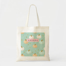 Gepersonaliseerde Schattigee Herfst Mint Groene Pa Tote Bag
