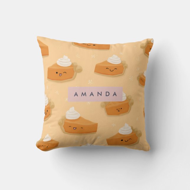 Gepersonaliseerde Schattigee Herfst Pumpkin Pie Wh Kussen (Voorkant)