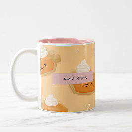 Gepersonaliseerde Schattigee Herfst Pumpkin Pie Wh Tweekleurige Koffiemok
