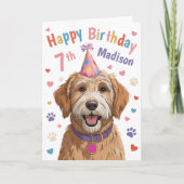 Gepersonaliseerde Schattigee hond 7e verjaardag Ka Kaart (Voorkant)