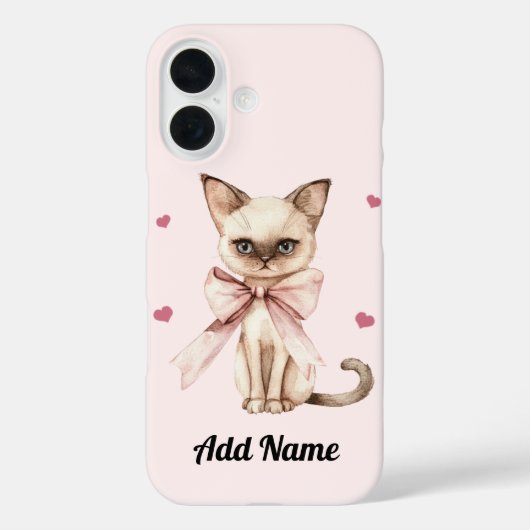 Gepersonaliseerde Schattigee Kat met Roze Bow iPho Case-Mate iPhone Case (Achterkant)