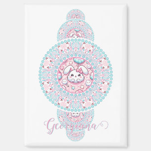 Gepersonaliseerde Schattigee Kawaii Bunny Ornament Magneet