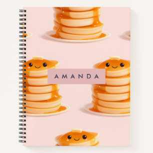 Gepersonaliseerde Schattigee Kawaii Pannenkoekenst Notitieboek