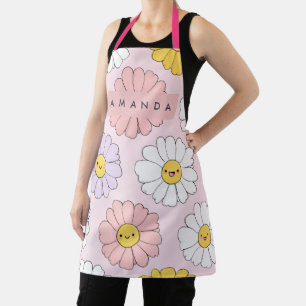 Gepersonaliseerde Schattigee Kawaii Pastel Daisy F Schort