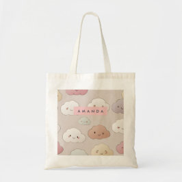 Gepersonaliseerde Schattigee kawaii pastel lachend Tote Bag