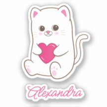 Gepersonaliseerde Schattigee Kawaii Roze Hart Katt