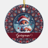 Gepersonaliseerde Schattigee Kerst Kawaii Fox Dot  Keramisch Ornament (Voorkant)