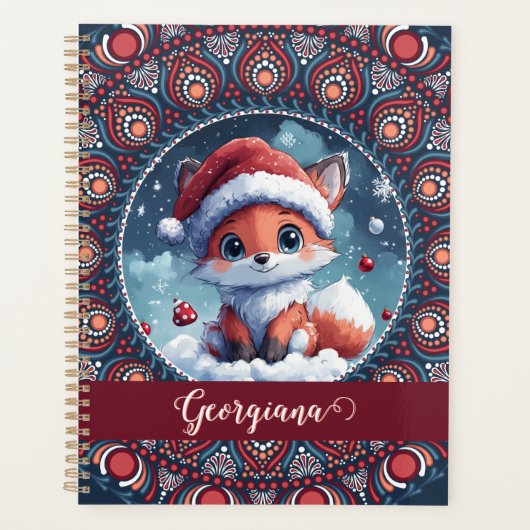 Gepersonaliseerde Schattigee Kerst Kawaii Fox Dot Planner (Voorkant)