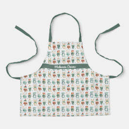 Gepersonaliseerde Schattigee kerstdieren Schort