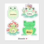 Gepersonaliseerde Schattigee kikker Stickers (Vel)