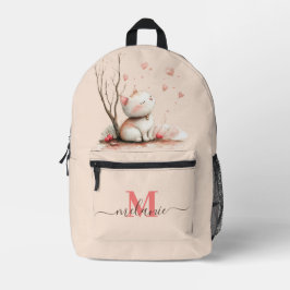 Gepersonaliseerde Schattigee Kitten met Harten" Ki Bedrukte Rugzak