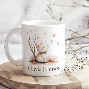 Gepersonaliseerde Schattigee kitten met harten Koffiemok