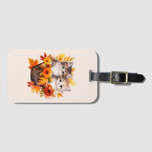 Gepersonaliseerde Schattigee Kittens Katten in Man Bagagelabel (Voorkant (horizontaal))