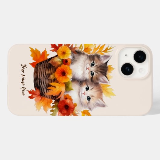 Gepersonaliseerde Schattigee Kittens Katten in Man Case-Mate iPhone Case (Achterkant (horizontaal))