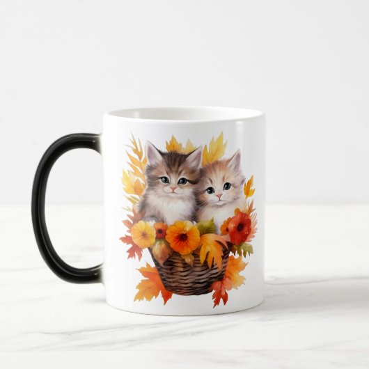 Gepersonaliseerde Schattigee Kittens Katten in Man Magische Mok (Links)