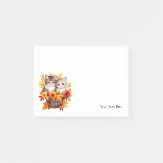 Gepersonaliseerde Schattigee Kittens Katten in Man Post-it® Notes (Voorkant)