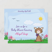 Gepersonaliseerde Schattigee Kitty Cat Baby shower Kaart (Voorkant / Achterkant)