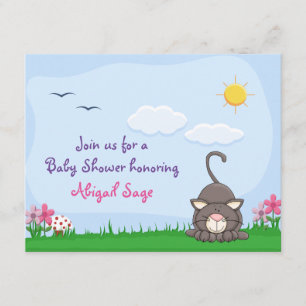 Gepersonaliseerde Schattigee Kitty Cat Baby shower Kaart