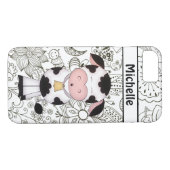 Gepersonaliseerde Schattigee Koe en tuin, zwart en Case-Mate iPhone Case (Achterkant (Horizontaal))