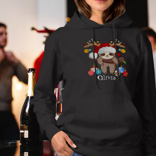 Gepersonaliseerde Schattigee Luiaard, Kerstmuts, K Hoodie