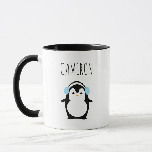 Gepersonaliseerde Schattigee moderne pinguïn illus Mok (Links)
