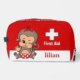 Gepersonaliseerde Schattigee Monkey EHBO Kit Bag Toilettasje