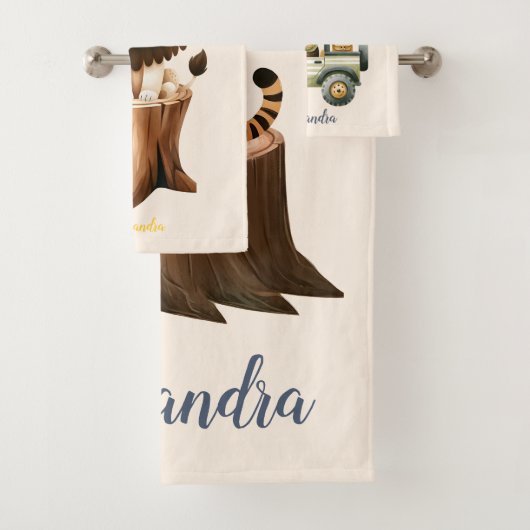Gepersonaliseerde Schattigee Oerwoud Dieren Kinder Bad Handdoek (Insitu)