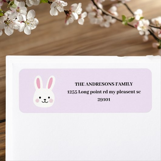 Gepersonaliseerde Schattigee Paarse Bunny Easter Etiket