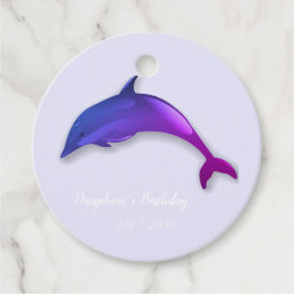 Gepersonaliseerde Schattigee paarse dolfijn Bedankjes Labels
