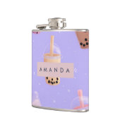 Gepersonaliseerde Schattigee Paarse Pastel Bubble Heupfles (Links)