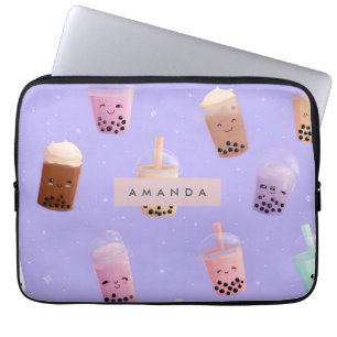 Gepersonaliseerde Schattigee Paarse Pastel Bubble Laptop Sleeve