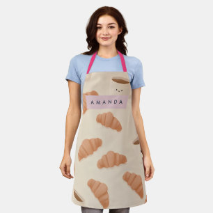 Gepersonaliseerde Schattigee Pastel Croissant Coff Schort