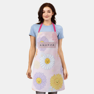 Gepersonaliseerde Schattigee pastel Daisy Flower Schort