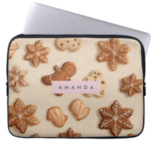 Gepersonaliseerde Schattigee pastel Gingerbread Co Laptop Sleeve