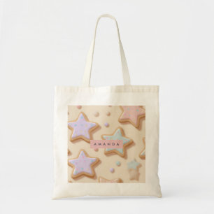 Gepersonaliseerde Schattigee Pastel Star Cookies P Tote Bag