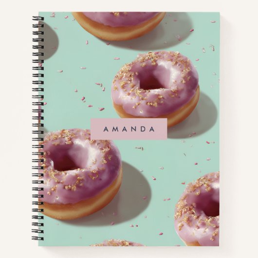 Gepersonaliseerde Schattigee Pasteldonuts & Sprink Notitieboek (Voorkant)