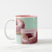 Gepersonaliseerde Schattigee Pasteldonuts & Sprink Tweekleurige Koffiemok (Links)