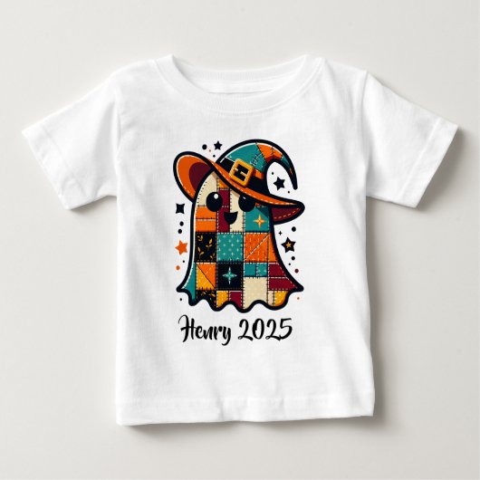 Gepersonaliseerde Schattigee Patchwork Ghost Hallo (Voorkant)