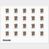 Gepersonaliseerde Schattigee Patchwork Ghost Hallo Ronde Sticker (Vel)