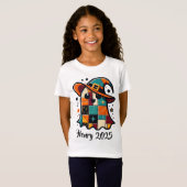 Gepersonaliseerde Schattigee Patchwork Ghost Hallo T-shirt (Voorkant volledig)