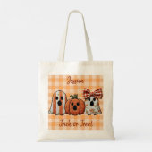 Gepersonaliseerde Schattigee Patchwork Ghost Hallo Tote Bag (Achterkant)