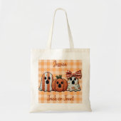 Gepersonaliseerde Schattigee Patchwork Ghost Hallo Tote Bag (Voorkant)