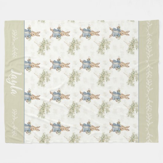 Gepersonaliseerde Schattigee Peter Rabbit Baby Fleece Deken (Voorkant (Horizontaal))