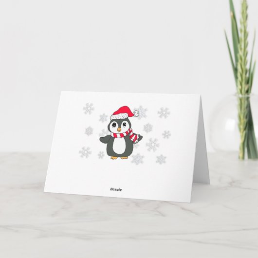 Gepersonaliseerde Schattigee pinguïn op winterdag  Kaart (Achterkant)