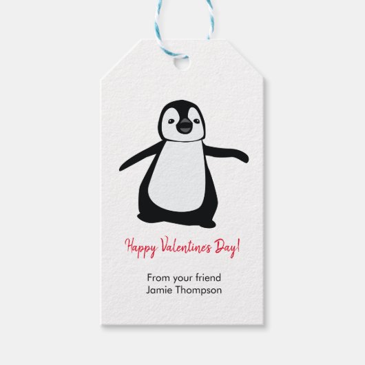Gepersonaliseerde Schattigee Pinguïn Vriend Kind V Cadeaulabel (Voorkant)