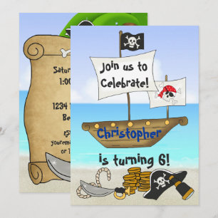 Gepersonaliseerde Schattigee Pirate Boy's Beach Ve Kaart