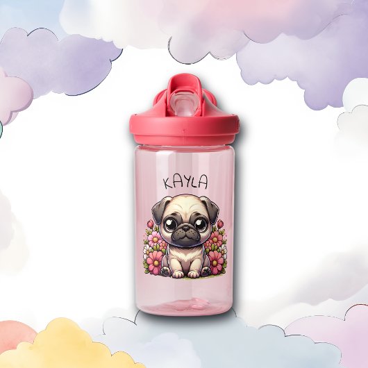 Gepersonaliseerde Schattigee Pug Puppy Dog Waterfles