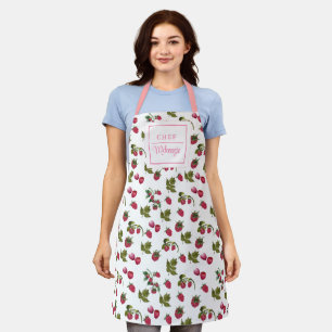 Gepersonaliseerde Schattigee Raspberry Chef Women' Schort