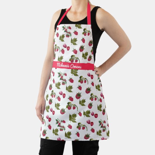 Gepersonaliseerde Schattigee Raspberry Pattern Dam Schort (Insitu)